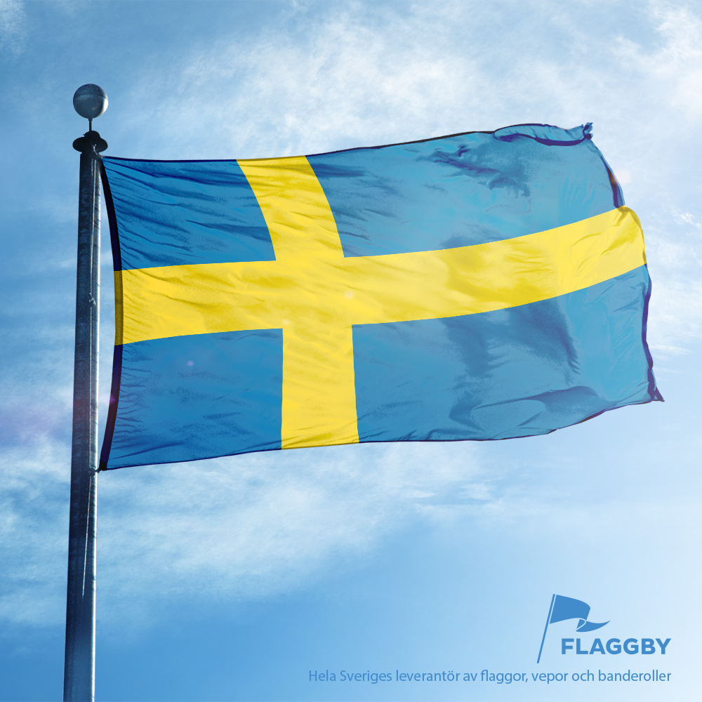 Sveriges flagga till flaggstång i slitstarkt material