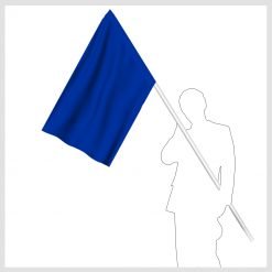 Blå signalflagga för motorsport som visar att snabbare fordon närmar sig