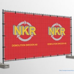Byggstaketbanderoll med tryck logo för NKR Rivning